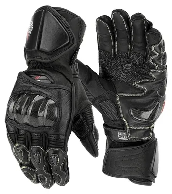 Image de Gants de moto, protections en fibre de carbone, compatibles avec les écrans tactiles, taille L, noir-a