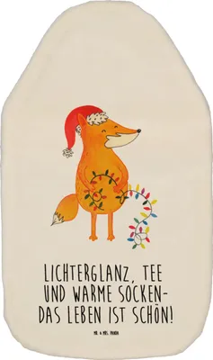 Produktbild von Mr. & Mrs. Panda Wärmekissen Fuchs Weihnachten - Weiß - Geschenk, Nikolaus, Winter, Bettflasche, wärmflasche gummi, Weihnachtsmann, Spruch schön, Füchse, Wärmflaschen
