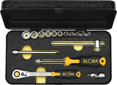 Produktbild von Elora Steckschlüssel-Satz 1/4", 14-teilig 3/16"-1/2"AF ELORA-1430-AU