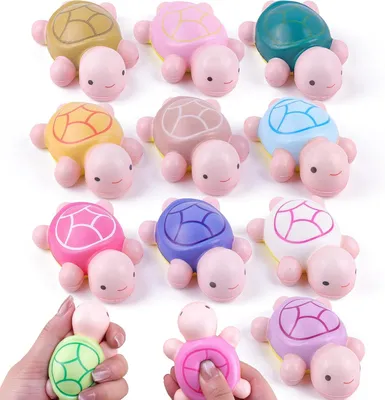Produktbild von Squishy-Schildkröten-Stressbälle – Set mit 12 Stück – Quetschspielzeug aus Schaumstoff, zur Stressreduktion