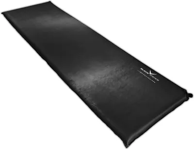 A black self-inflating sleeping mat on a white background.