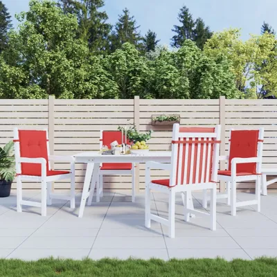 Image de The Living Store Coussin pour chaise de jardin à dossier bas 4 pcs. Rouge 100x50x3 cm