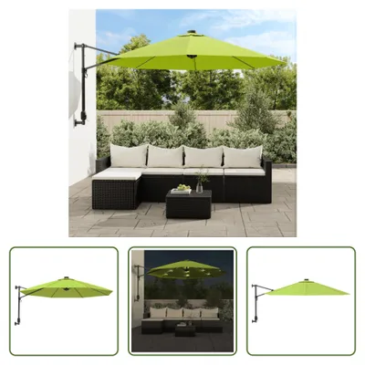 Produktbild von The Living Store Wand-Sonnenschirm mit LEDs Apfelgrün 290 cm