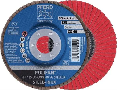 Image de PFERD Disque à lamelles POLIFAN CO-COOL SG STEELOX Ø 125 mm Granulométrie 40 plat - 67660425