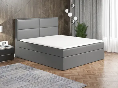 Produktbild von Boxspringbett ROGER  160x200 mit 2 Bettkästen, Bonell-Matratze und Topper. Dekorative Stifte an den Seiten der Kopfstütze. Bett Komplett-Set mit Matratze,Bettkasten & Kopfteil. Stoff Eko Cayenne. Elegantes Bett mit massives Kopfteil.