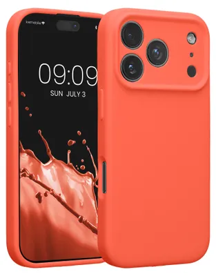 Image de Étui en silicone kwmobile pour Apple iPhone 18 Pro / iPhone 17 Pro - Coque souple en caoutchouc, protection pour téléphone portable, couleur corail éclatant