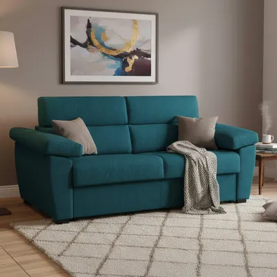 Immagine prodotto di Pacecos - Divano Letto 3 Posti, 225x95 cm Azzurro, Sfoderabile Italy