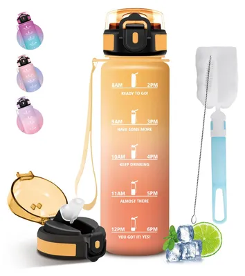 Productafbeelding van Drinkfles 1 liter, lekvrij met tijdmarkering, Mujigaga sportwaterfles