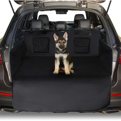Productafbeelding van Bescherming voor de kofferbak voor honden, met zijbescherming, waterdicht, scheurvast, gemakkelijk schoon te maken, 185 x 105 cm, zwart