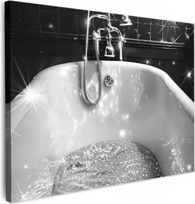 Produktbild von Wanddeko 40x30 cm - BadezimmerGlitzer-Badewanne, Leinwand Bilder, Wandbilder, Gemälde