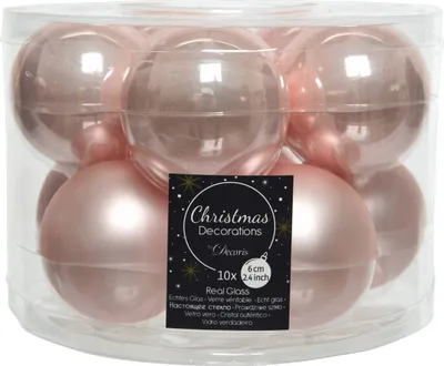Produktbild von Weihnachtsbaumkugeln Glas Ø 6 cm 10 Stück rosa matt/glänzend