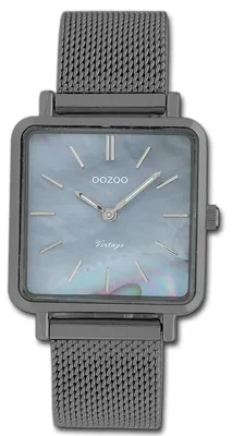 Productafbeelding van Oozoo dameshorloge, Vintage serie, grijs, metalen band, quartz, analoog, modelnummer D3UOC9849A