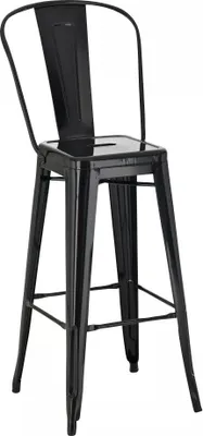 Zdjęcie produktu dla In And OutdoorMatch Stołek barowy Ralph - Z oparciem - Zestaw 1 - Ergonomiczny - Stołki barowe do kuchni lub stołówki - Czarny - Metal - Wysokość siedziska 77 cm