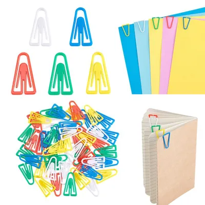 Dreieckige Büroklammern, 50 Stück, Kunststoff, 5er-Pack