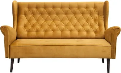 Produktbild von Ohrensofa 2 Sitzer Sofa Couch Garnitur Stoff Samt (Velour) Glamour Wohnlandschaft Chesterfield - Velo (Gold, 2 -Sitzer)