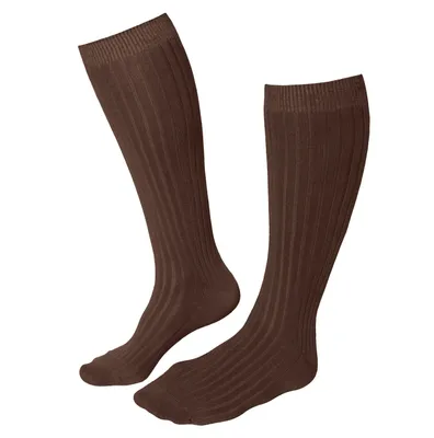Produktbild von Damen Kniestrümpfe aus Baumwolle Rippe Schoko Größe 35-38