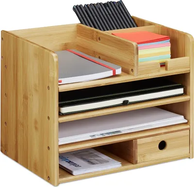 Produktbild von relaxdays organizer na biurko bambus