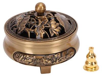 Image de Support pour bâtonnets d'encens avec couvercle, porte-spirales rétro pour la décoration intérieure et de la maison