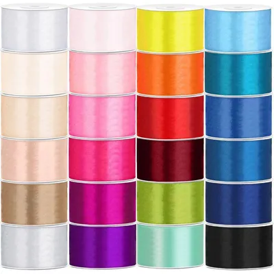 Produktbild von 24 verschiedne Farben Satin Geschenkband 25m lang 38mm breit bunt