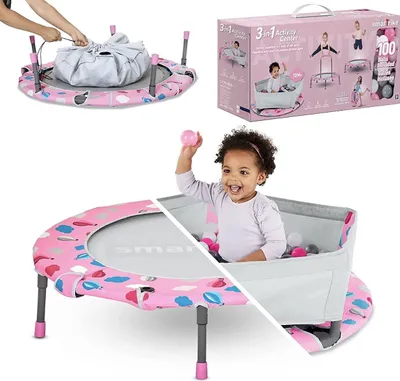 Produktbild von smarTrike - 3 v 1 - Trampolína a míčoviště a bazén - se 100 míčky - Růžová