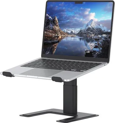 Obrázok produktu pre Stojan na notebook s nastaviteľnou výškou, hliník, čierny, 10–17,3 palca