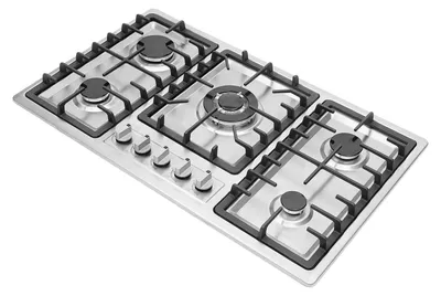 Immagine prodotto di Piano cottura a gas - Piano cottura a gas da incasso a 5 fuochi - Acciaio inossidabile 201 - Gas naturale - Da incasso nel piano di lavoro - Bruciatori fino a 3,3 kW - Grigio chiaro