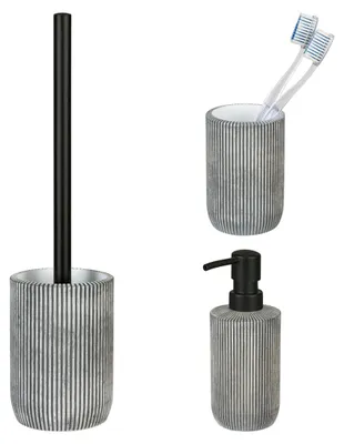 Produktbild von Schöner Wohnen Bad-Accessoire Set Antella Grau WC-Garnitur Seifenspender Zahnputzbecher