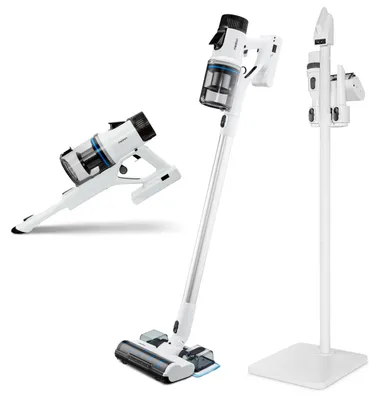 Produktbild von MEDION P400 W Stabstaubsauger mit Wischfunktion (kabellos, beutellos, Zyklon-Technologie, 400 Watt, 2in1 Stielstaubsauger Handstaubsauger, Akku, Staubsensor, HEPA H13, LED Touch Display, Bürstenrolle)