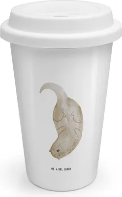 Produktbild von Mr. & Mrs. Panda Thermobecher Otter Kopfüber - Weiß - Geschenk, Niedlich, Süß, Seeotter See, To Go, Thermokaffeebecher, Kaffeebecher, Becher, ToGo