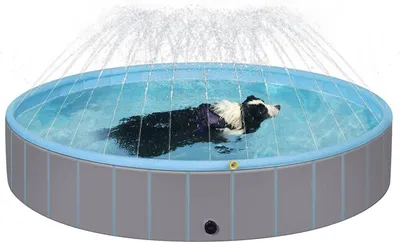 Produktbild von EUGAD Faltbarer Hundepool, Hunde Planschbecken, mit Wasserspritze, 120x30cm