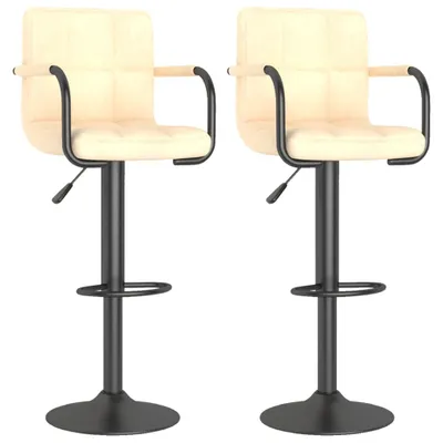 Image de Tabourets de bar lot de 2 crème velours