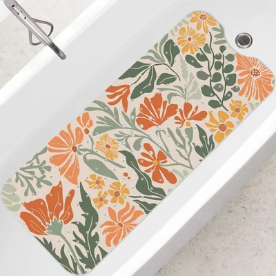 Image de Tapis de bain antidérapant, couleur orange, 100 x 40 cm | Sans BPA | PVC