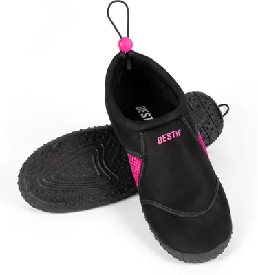 Produktbild von Damen Badeschuhe Schwimmschuhe Neopren Wasserschuhe Kordelzug Saunaschuhe 40 Schwarz-Rosa