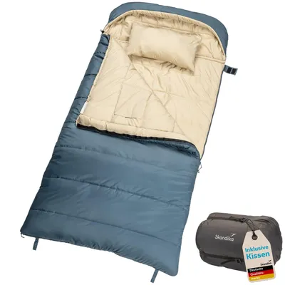 Produktbild von Skandika Schlafsack Oppdal 190 | Deckenschlafsack für Erwachsene, 190 × 90 cm, 3 Jahreszeiten, bis 7 °C, mit Kopfteil | kompakt, leicht, rechteckig