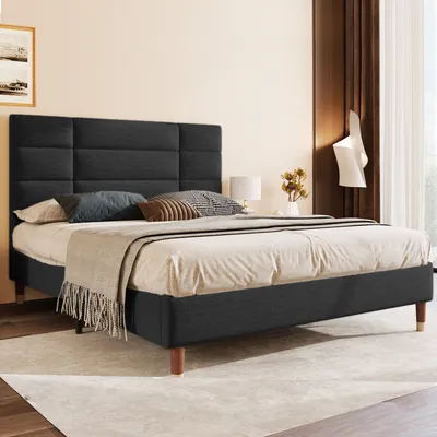 A bedroom scene with a bed as the main focus.