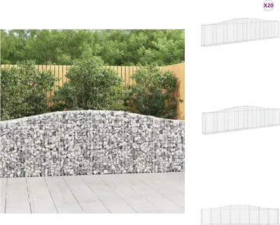 Produktbild von vidaXL Gabionen mit Hochbogen 20 Stk. 400x30x80/100cm Verzinktes Eisen -  Blumentöpfe & Pflanzgefäße