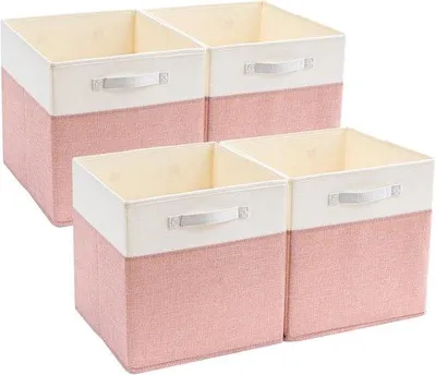 Produktbild von Famanu Aufbewahrungskisten große Stoffboxen 33 x 38 x 33 cm - rosa/creme, 4 Stück