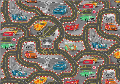 Produktbild von Carpet Studio Racer Teppich Kinderzimmer - Spielteppich Grau - 95x133cm