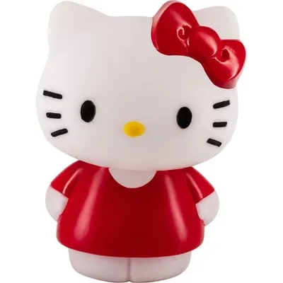 A front-facing studio shot of a Hello Kitty figurine.