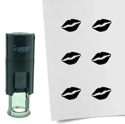 Produktbild von CombiCraft Selbstfärbender Stempel 'Kussmund' in der Farbe Schwarz, Ø10mm