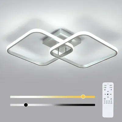 Productafbeelding van Osairous LED plafondlamp, dimbaar, 50W, 5625 lumen, 3000-6500K, zilver, 64 cm – Zilver, dimbaar, 3000K-6500K