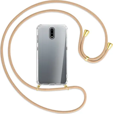 Produktbild von Handykette Backcover-Schutzhülle mit Band (Metall goldfarben) für Nokia 2.3 - beige