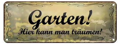 Produktbild von Blechschild Spruch 27x10cm Garten hier kann man träumen Dekoration