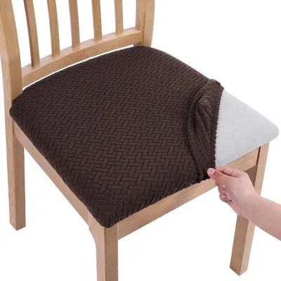 Produktbild von Set aus 4 Stuhlbezügen, Stuhlbezügen, Stretchbezüge für Esszimmerstühle, waschbare Schutzbezüge, Stuhlbezüge für Stühle, braun
