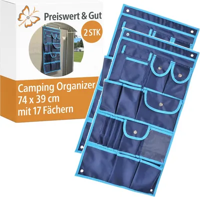 Produktbild von 2x Camping Organizer Hängeaufbewahrung 74x39 cm mit 17 Fächern für Wohnwagen Wohnmobil Zubehör