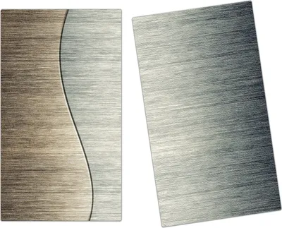 Produktbild von Spritzschutz Herdabdeckplatte Schneidebrett aus Glas Metallplatte aus Stahl 2-Teilig (60x52cm)