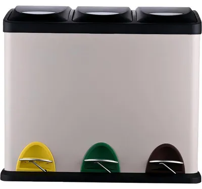 Produktbild von Abfallkorb mit 3 Fächern YL-09, 24 l, 39,5 x 46 x 26,5 cm, beige