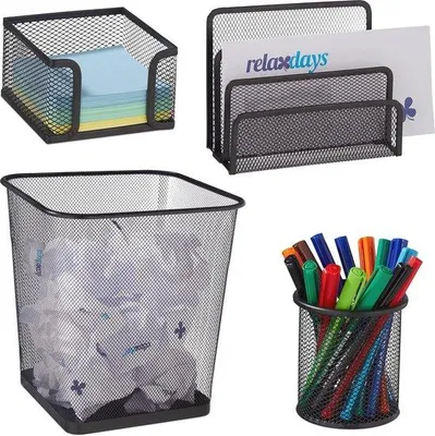 Productafbeelding van Famanu Bureauorganizer set met pennenhouder en metalen houder - Zwart