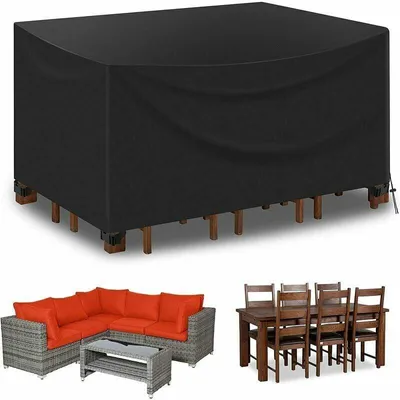 Produktbild von Abdeckplane für Gartenmöbel, 420D Oxford-Gewebe, wasserdichte Abdeckplane für Gartentische mit Seil und Schnallenverschluss (135 x 135 x 74 cm)