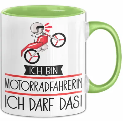 Produktbild von Geschenk für Motorradfahrerin Tasse Lustige Geschenkidee Geburtstag Ich Bin Motorradfahrerin Ich Darf Das (Grün)